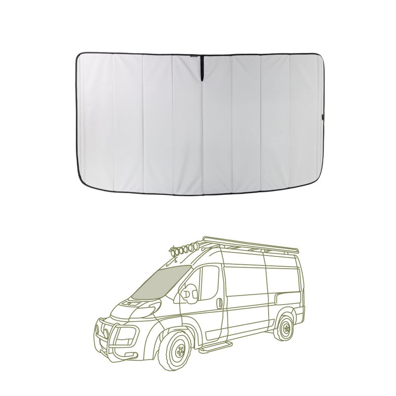 VanEssential Insulated Blackout Front Windshield Cover Designed for RAM Promaster Van Years 2014 to Current Model Cool Gray