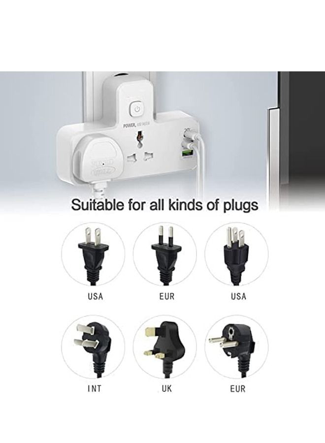 Padom Power Extension Socket Double Plug Adaptor with Touch Control Nightlight, 2 Way Plugs Extension Multi Sockets Wall Charger Adapter with 1 USB-C & 2 USB Slots PD & QC3.0, Power Socket - Image 2