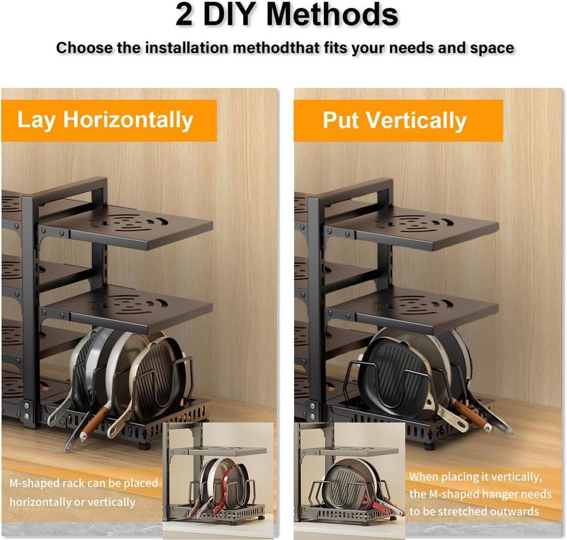 Exrp Heavy Duty Pots and Pans Organizer under Cabinet, 7-Tier Adjustable Pan Organizer Rack for Kitchen Cabinet Organizers and Storage - Image 2