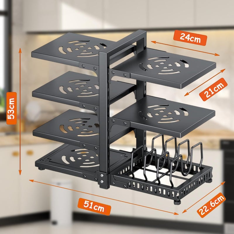 Exrp Heavy Duty Pots and Pans Organizer under Cabinet, 7-Tier Adjustable Pan Organizer Rack for Kitchen Cabinet Organizers and Storage - Image 5