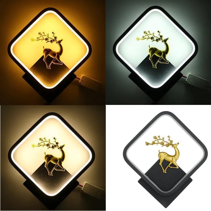 Lumina Black Body Home Decore Led Fancy Wall Light,Night Lamp,Decorative Lamp,Wall Hanging Lights for Bedroom,Living Room, 3 Color Changing-Warm White, White and Natural White (Square) - Image 3