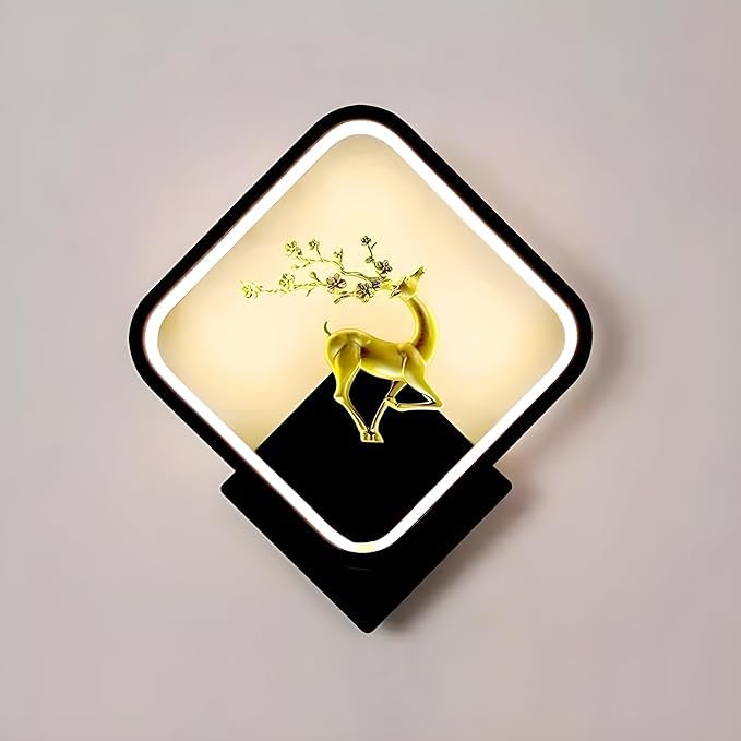 Lumina Black Body Home Decore Led Fancy Wall Light,Night Lamp,Decorative Lamp,Wall Hanging Lights for Bedroom,Living Room, 3 Color Changing-Warm White, White and Natural White (Square) - Image 1