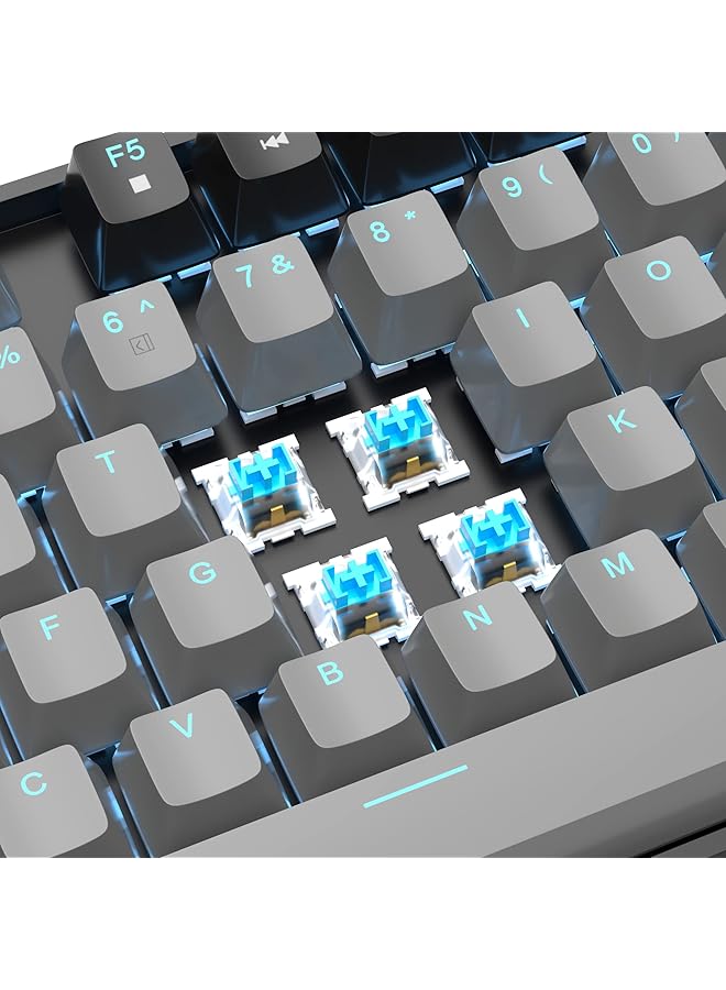 MageGee 75% Mechanical Gaming Keyboard Led White Backlit Keyboard 87 Keys Compact Tkl Wired Computer Keyboard For Windows Laptop Pc Gamer (Grey Black/Blue Switch) - Image 2