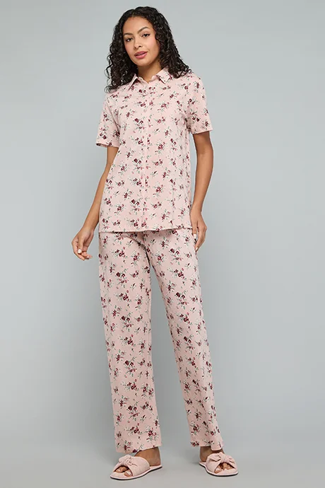 أر أند بي Printed Collared Pyjama Set