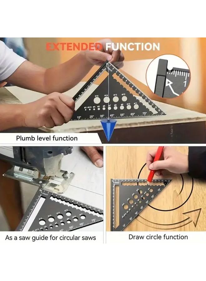 Blue Hole Style 7 Inch Aluminum Alloy Combination Square Angle Ruler Protractor Miter Gauge cm Inch Scale Woodworking - Image 5