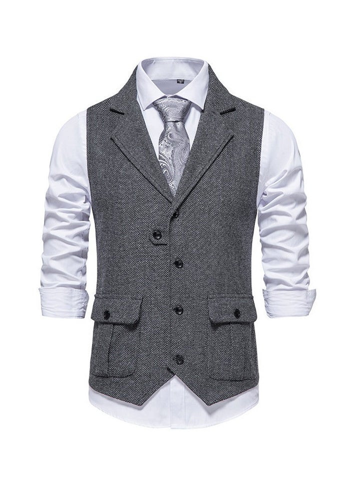 KUYING New Retro Lapel Suit Vest  - Image 1