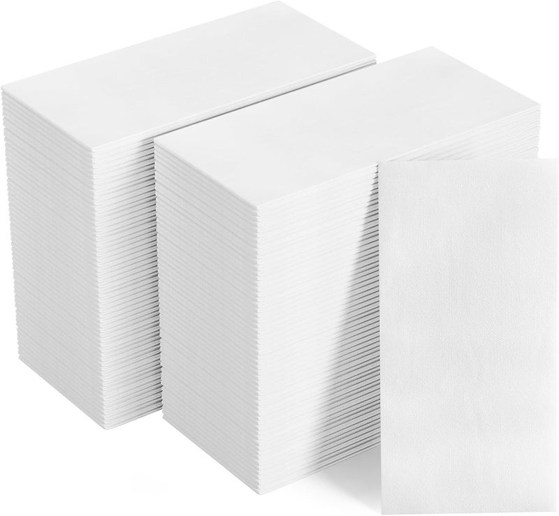 FOCUSLINE 480 Disposable Bathroom Napkins, Linen-Feel Paper Guest Towels, Soft and Absorbent Paper Hand Towels Party Napkins for Bathroom, Kitchen, Dinner, or Event, White, 12" x 17" - Image 1