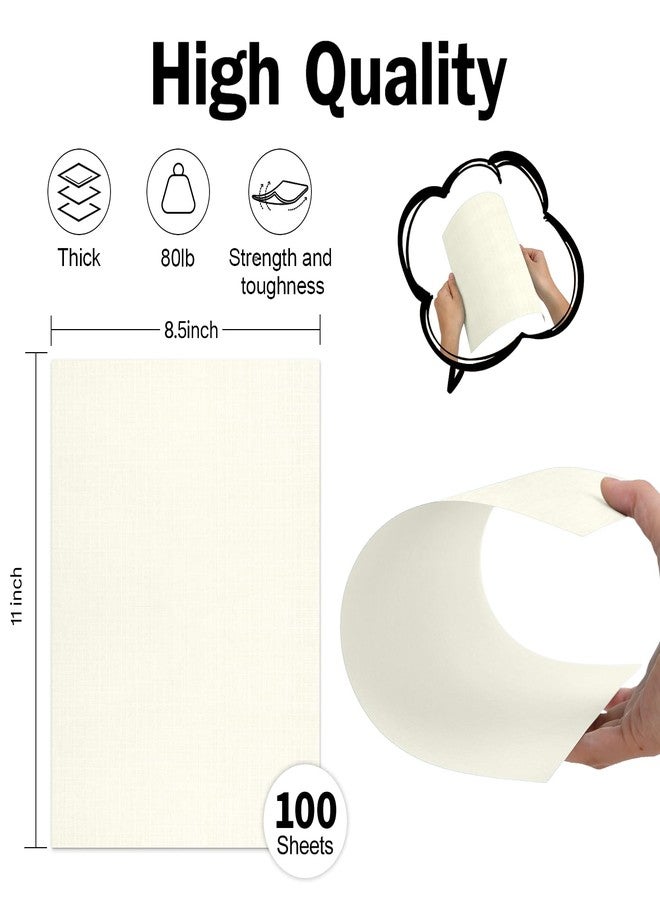 Goefun 8.5x11 Ivory Textured Cardstock 80lb Linen Paper 100 Sheets - Image 2