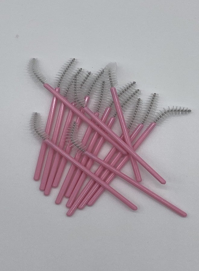 Alluring Disposable Curved Head Mascara Wands/Brushes Eyelash Extension - Color Brushes (Pink 100 pcs)
