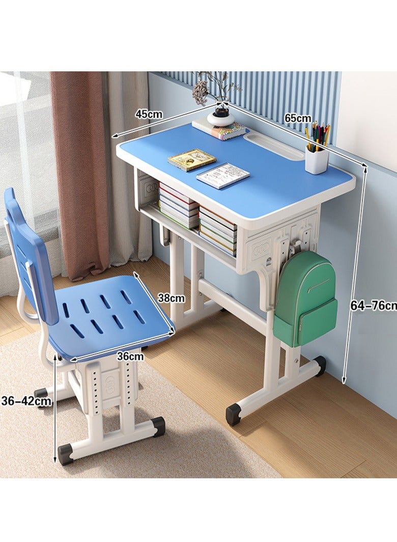 ZUIHAO ZUIHAO Home Adjustable Height Children Kids Study Desk and Chair Set Multifunctional School Student Writing Desk Study Table with Storage Drawer Sturdy Reading Chair Desk for Boys and Girls  - Image 2