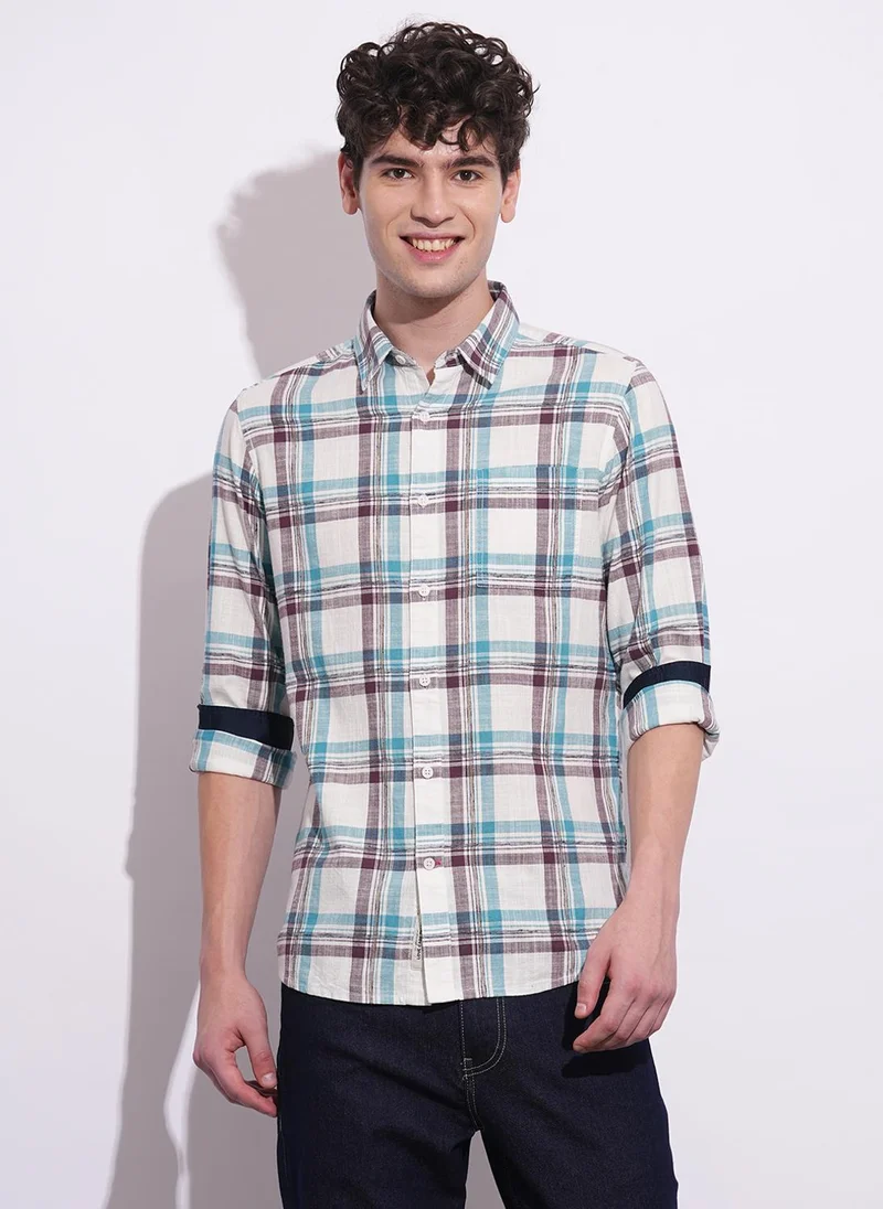 بيينغ هيومان Men Classic Opaque Checked Casual Shirt