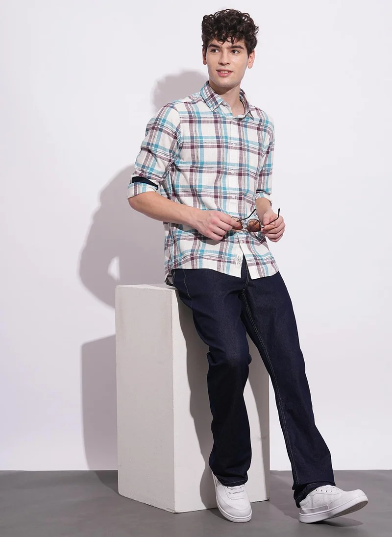 Being Human BLUE/WHITE Men Classic Opaque Checked Casual Shirt for Men | Best Price UAE