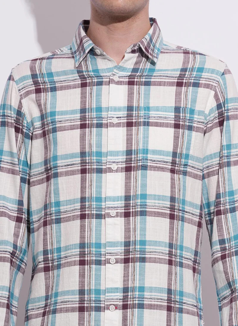Being Human BLUE/WHITE Men Classic Opaque Checked Casual Shirt for Men | Best Price UAE