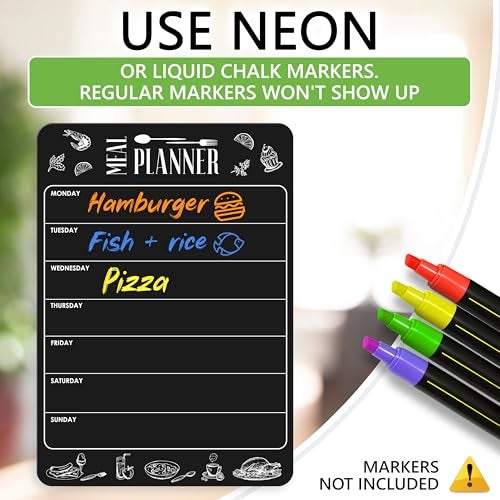JUZARI Weekly Dinner Menu Board for Kitchen A4-8.5x12 Black Magnetic Weekly Meal Planner for Fridge Dry Erase Weekly Menu Boards Magnetic Menu for Refrigerator Food Menu Boards Week Chalkboard Menu Board - Image 3