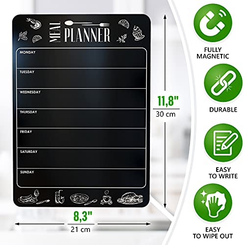 JUZARI Weekly Dinner Menu Board for Kitchen A4-8.5x12 Black Magnetic Weekly Meal Planner for Fridge Dry Erase Weekly Menu Boards Magnetic Menu for Refrigerator Food Menu Boards Week Chalkboard Menu Board - Image 2