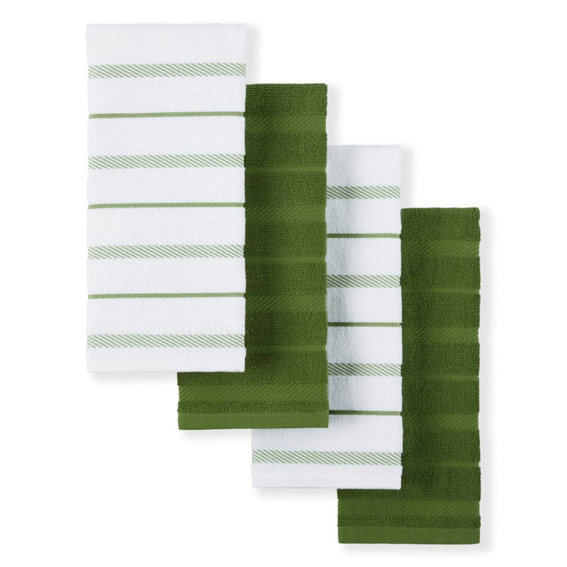 KitchenAid Albany Kitchen Towel 4-Pack Set  Matcha Green/White  16""x26"" - Image 1