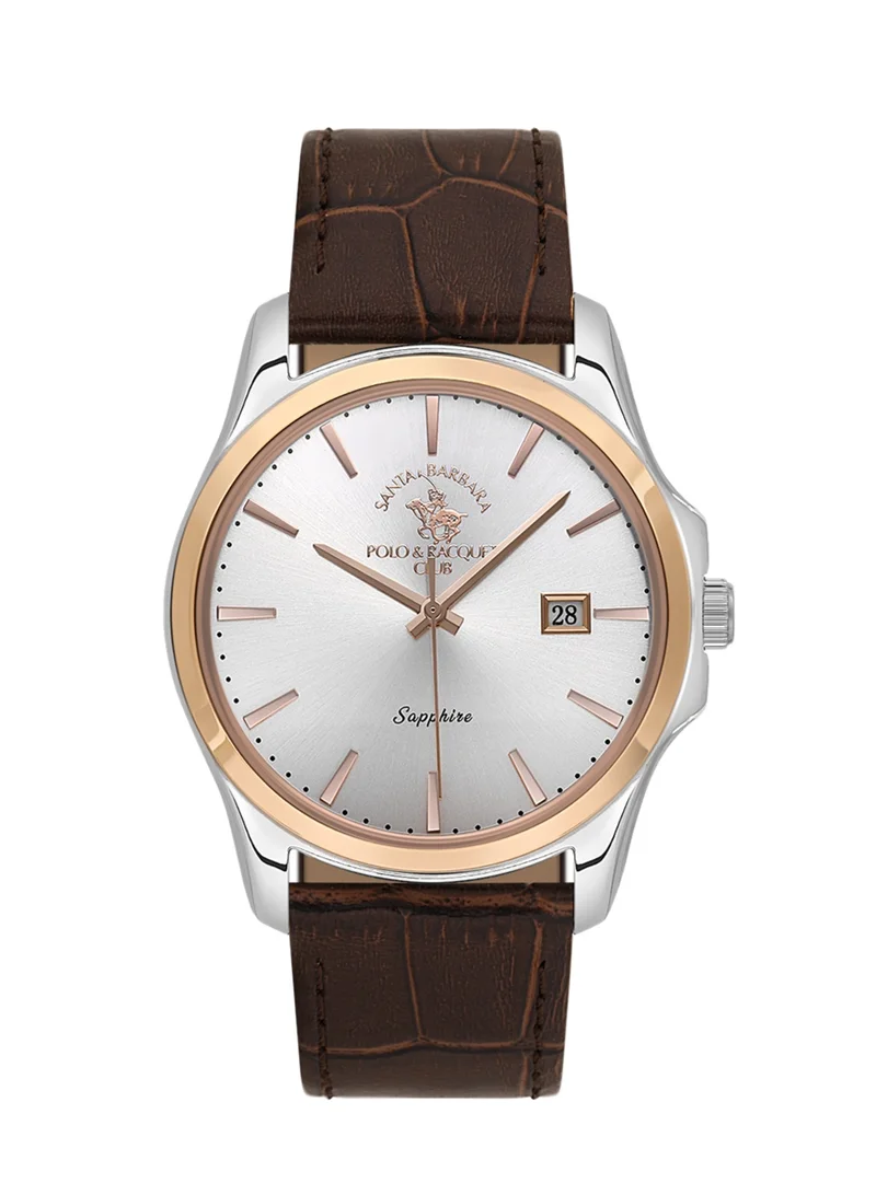 SANTA BARBARA POLO & RACQUET CLUB Santa Barbara Polo & Racquet Club - Noble Men's Watch | Leather Band with Steel Case | Analog | Round Dial | Sapphire Glass | Japanese Quartz | Water Resistance 50 Meters