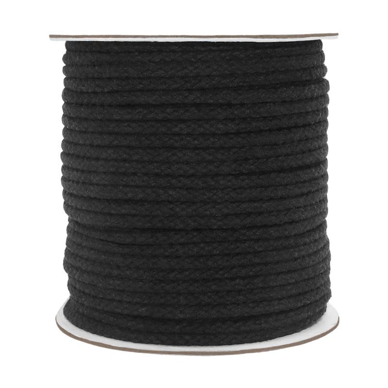 Tenn Well Black Macrame Cord 165 Feet 5mm Wide Braided Cotton Rope for Macrame Plant Hangers Wall Hangings DIY Crafts Halloween Decor