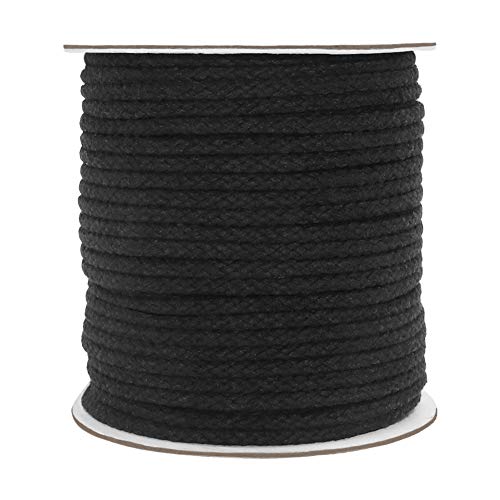 Tenn Well Black Macrame Cord 165 Feet 5mm Wide Braided Cotton Rope for Macrame Plant Hangers Wall Hangings DIY Crafts Halloween Decor - Image 1
