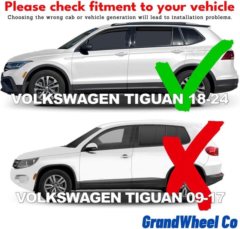 GrandWheel Co Smoke Tinted In-Channel Side Window Vent Visor Deflectors for Volkswagen Tiguan 2018-2022 - 4pcs - Image 2