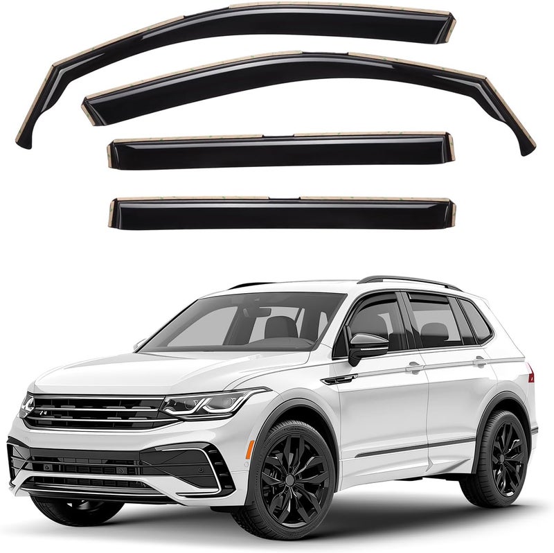 GrandWheel Co Smoke Tinted In-Channel Side Window Vent Visor Deflectors for Volkswagen Tiguan 2018-2022 - 4pcs - Image 1