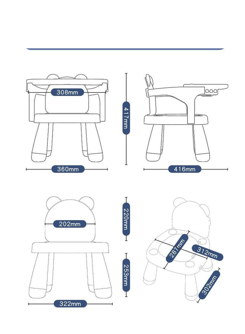 Tanwer Children's portable baby chair, multifunctional dining table and chair - Image 5