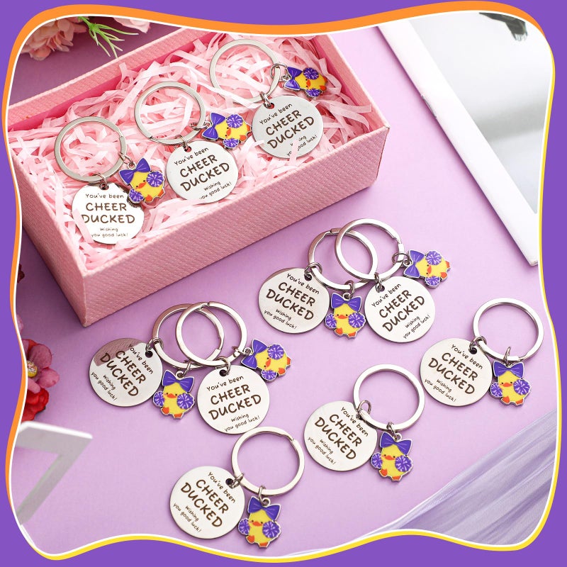 Nosiny 20 Pcs Cheer Gifts Bulk Duck Cheerleader Keychain Team Gift You've Been Cheer Duck Keychain for Team Cheerleader(Purple) - Image 3