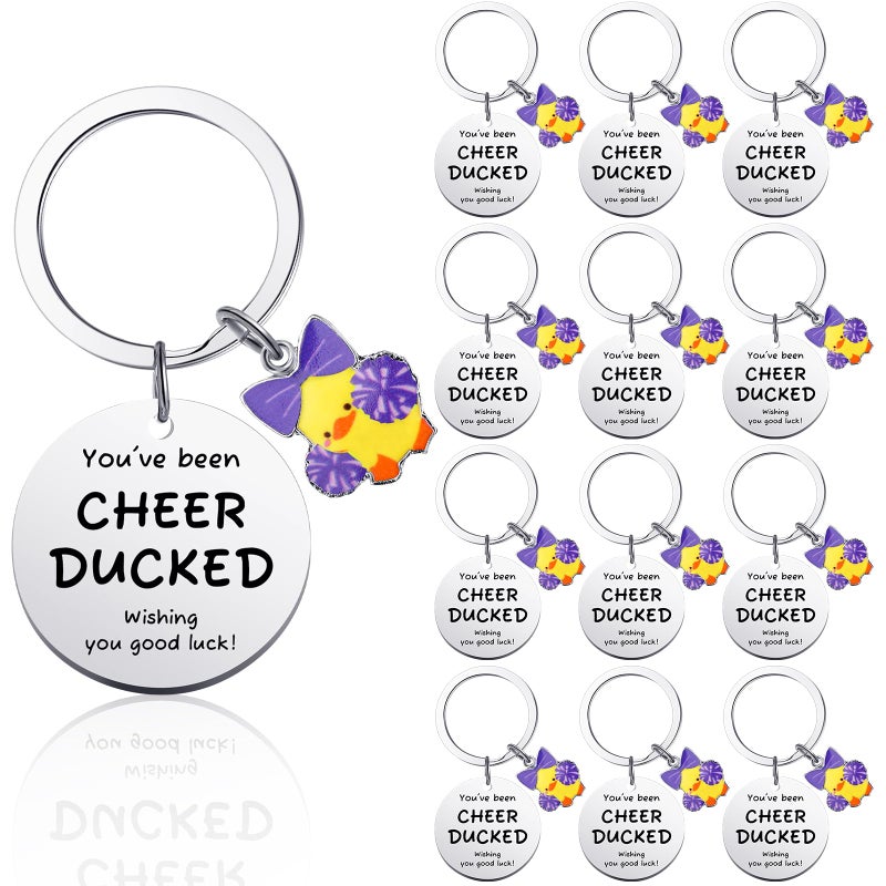Nosiny 20 Pcs Cheer Gifts Bulk Duck Cheerleader Keychain Team Gift You've Been Cheer Duck Keychain for Team Cheerleader(Purple) - Image 1
