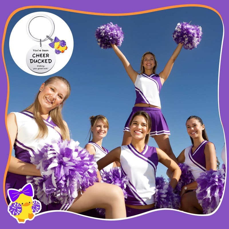 Nosiny 20 Pcs Cheer Gifts Bulk Duck Cheerleader Keychain Team Gift You've Been Cheer Duck Keychain for Team Cheerleader(Purple) - Image 4