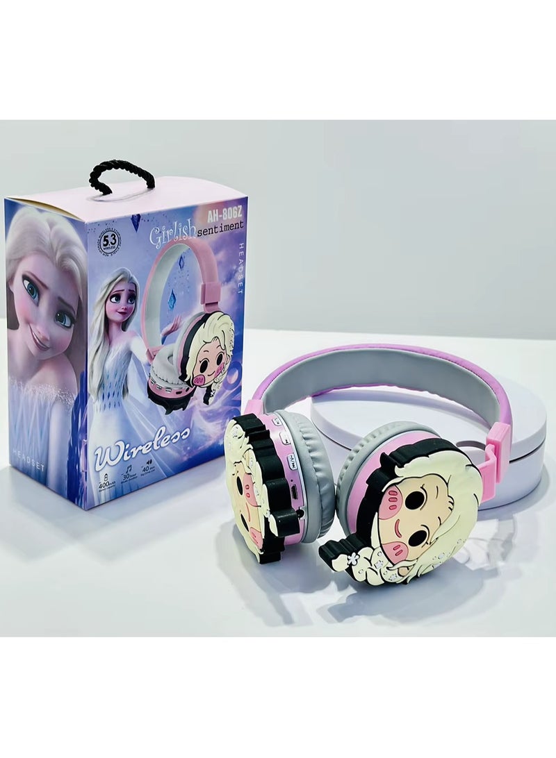 Anime Wireless Headphones for Kids, Cute Bluetooth Headphones for Boys and Girls with Microphone AH-806Z 