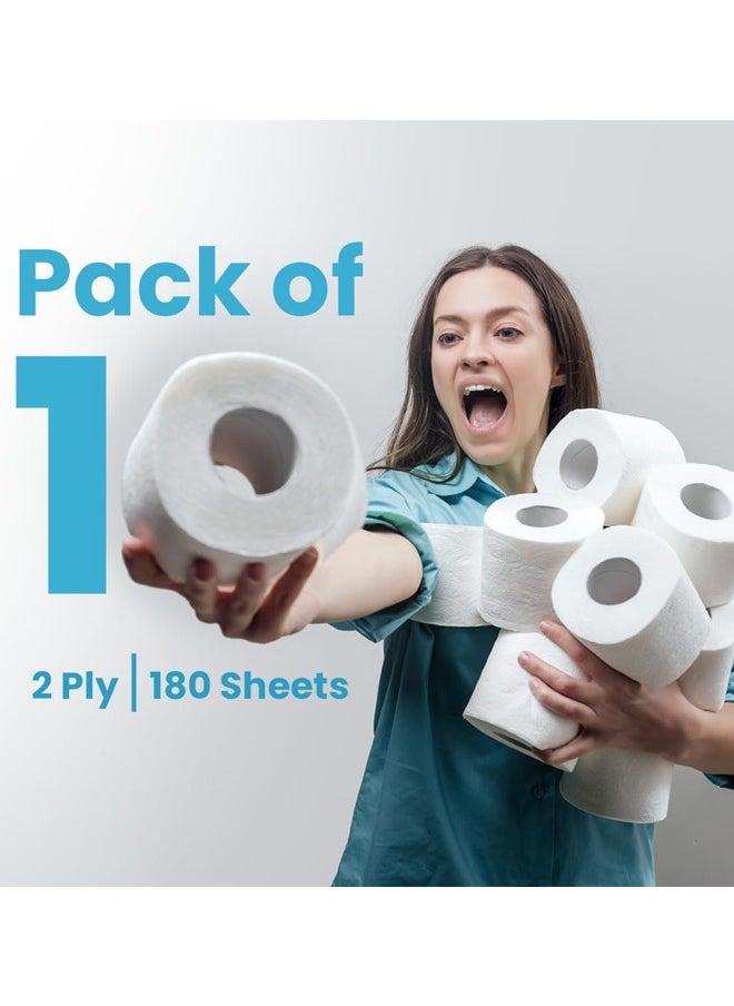 NICE Touch - 2-Ply Embossed Toilet Rolls, 10 X 180 Sheets Extra Saving Tissue Rolls - 1800 Premium 2-Ply Sheets, Soft Feel Tissue Suitable for All Skin Types and Germ Protection - Image 1