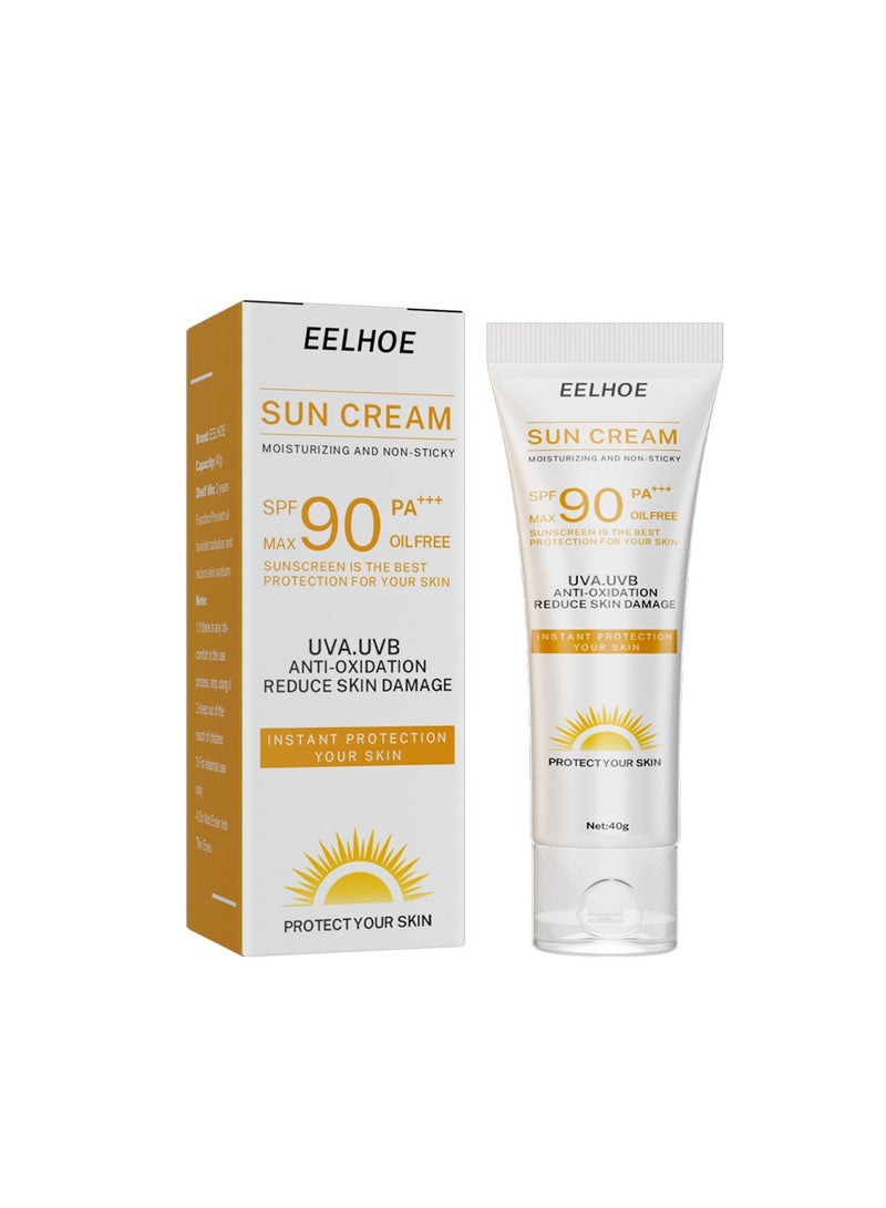 EELHOE Lsolating SPF90 Sun Cream – Moisturizing, Non-Sticky & Anti-Oxidation | UV Protection, Reduces Skin Damage – 40g - Image 1