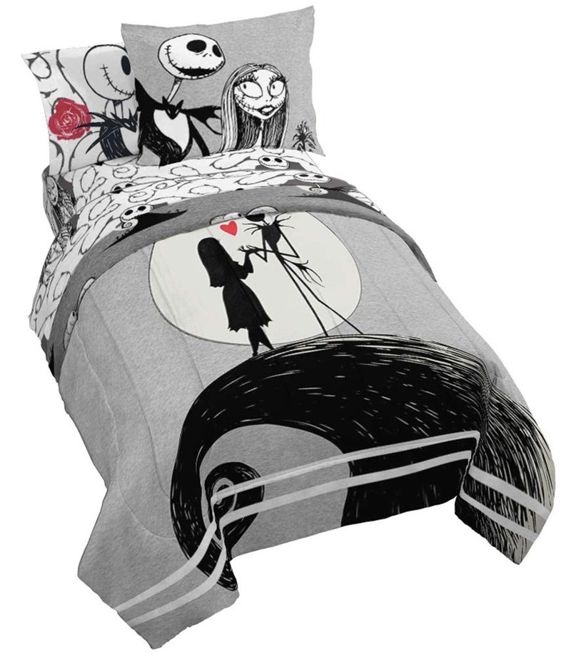 Jay Franco Disney Nightmare Before Christmas Moonlight 5 Piece Twin Bed Set - Includes Reversible Comforter & Sheet Set - Features Jack Skellington and Sally - Super Soft Microfiber - Image 1