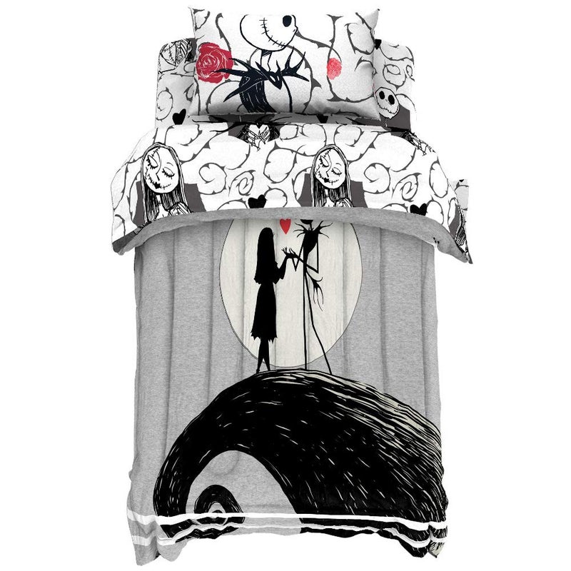Jay Franco Disney Nightmare Before Christmas Moonlight 5 Piece Twin Bed Set - Includes Reversible Comforter & Sheet Set - Features Jack Skellington and Sally - Super Soft Microfiber - Image 2