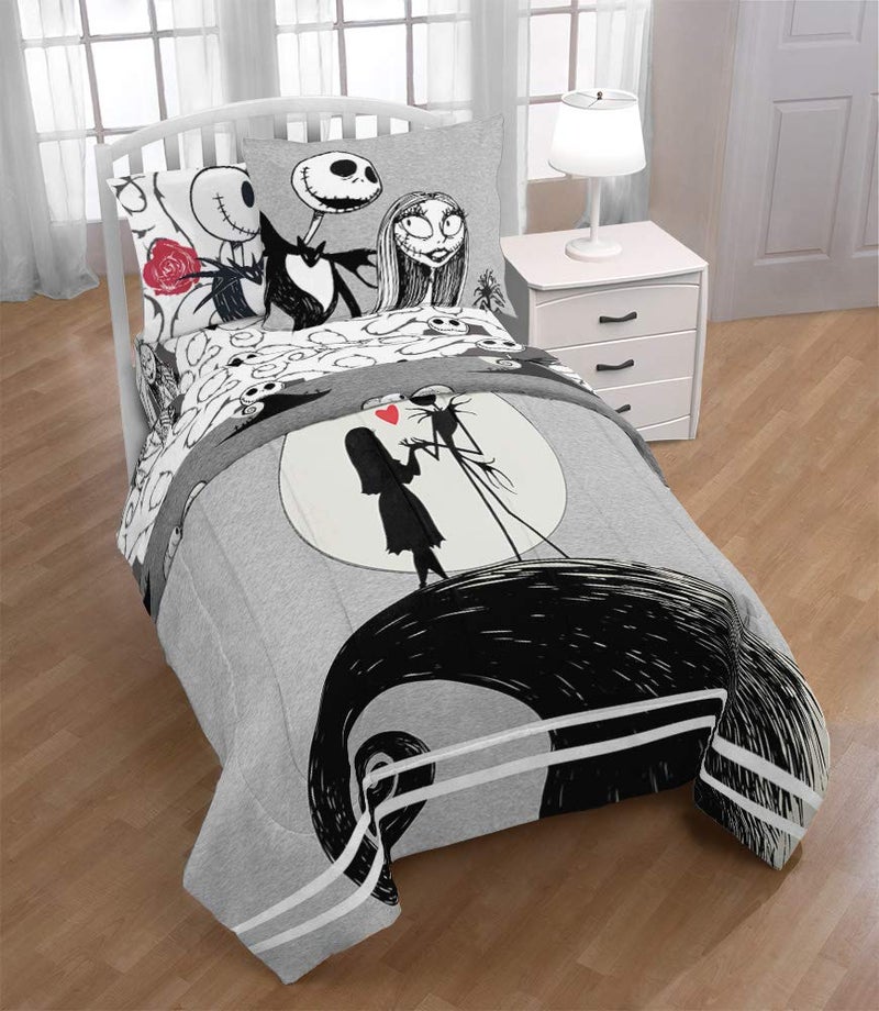 Jay Franco Disney Nightmare Before Christmas Moonlight 5 Piece Twin Bed Set - Includes Reversible Comforter & Sheet Set - Features Jack Skellington and Sally - Super Soft Microfiber - Image 5
