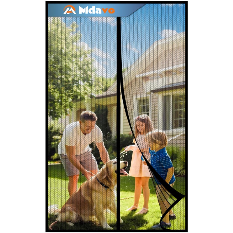 Mdavo Magnetic Screen Door, Fit Door Size 32 x 96 Inches, Screen Doors with Magnets, Pet & Kid Friendlyï¼ŒWorks with Front Doors, Sliding Doors â€ŽBlack - Image 1