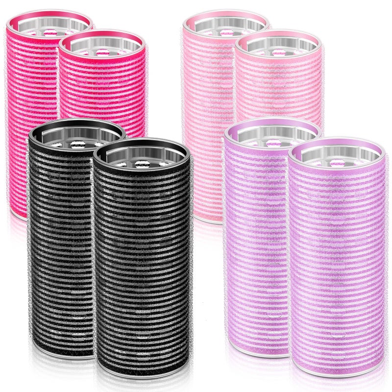 WILLBOND 8 Pcs Long Hair Rollers for Bangs Aluminum Core Curlers Thermal 4.7 x 2 Inch Self Grip Roller for Long and Medium Jumbo Hair Women Hairstyle - Image 1