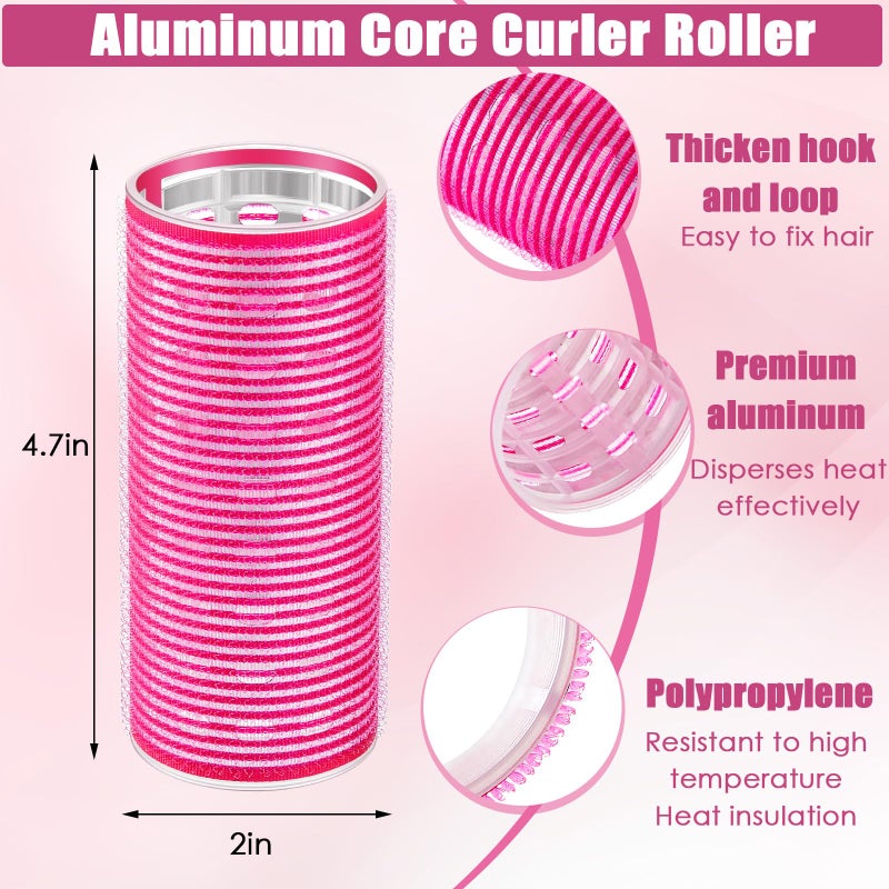 WILLBOND 8 Pcs Long Hair Rollers for Bangs Aluminum Core Curlers Thermal 4.7 x 2 Inch Self Grip Roller for Long and Medium Jumbo Hair Women Hairstyle - Image 2