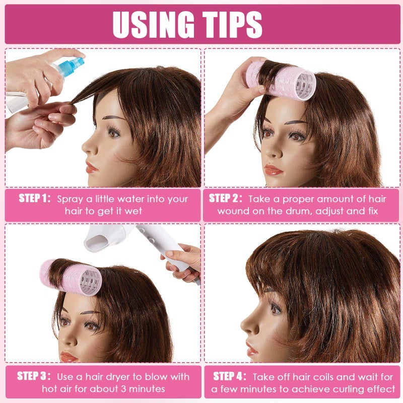 WILLBOND 8 Pcs Long Hair Rollers for Bangs Aluminum Core Curlers Thermal 4.7 x 2 Inch Self Grip Roller for Long and Medium Jumbo Hair Women Hairstyle - Image 3