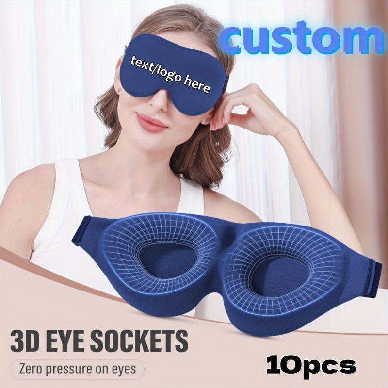 10 Personalized Custom Full Blackout 3D Eye Masks Black Can Print Logos Text Patterns Designed For Sleep Breathable Without Pressing On Eyes Unisex Suitable For Dormitory Use Does Not Pressure Eyelids And Eyelashes - Image 1