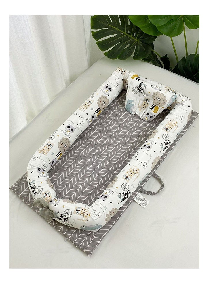 ZCM-HAPPY Pure Cotton Portable crib mid-Bed Detachable and Washable Newborn Baby sleeping Artifact foldable Bionic Bed - Image 1
