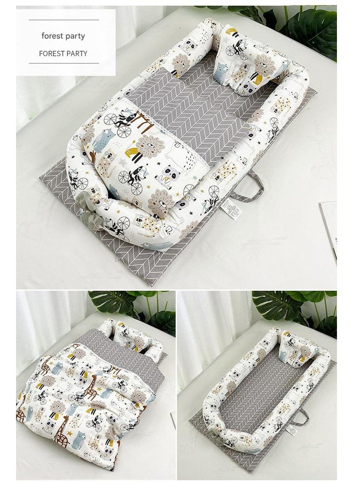 ZCM-HAPPY Pure Cotton Portable crib mid-Bed Detachable and Washable Newborn Baby sleeping Artifact foldable Bionic Bed - Image 3