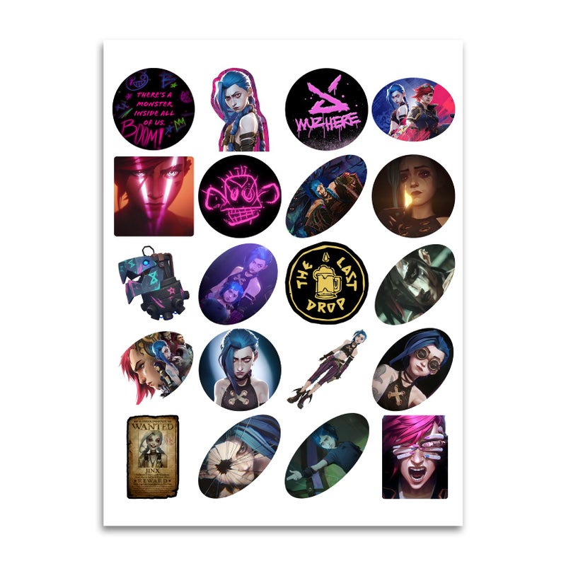 Bargain Max Decals ملصقات شخصية أركين جينكس 20 2" عريضة لدفتر الملاحظات وزجاجة الماء وألبوم القصاصات - Image 5