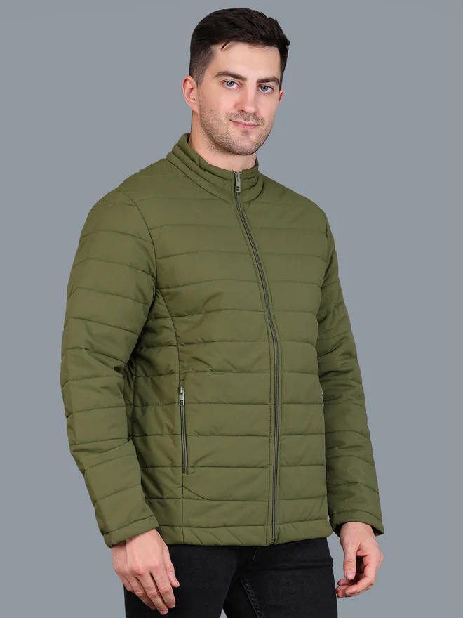 Fort Collins Fort Collins Men Olive Green Padded Bomber Jacket