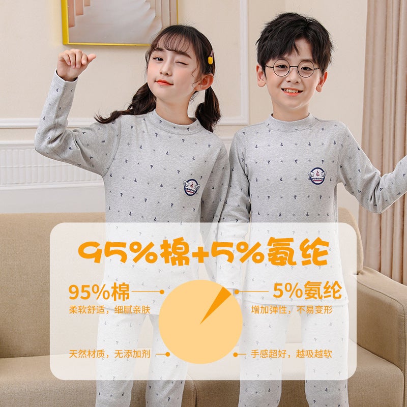 Live New Children'S Underwear Lycra Cotton Shushie Children'S Home Clothes Suit Boneless Warm Semi-High Collar Underwear - Image 4