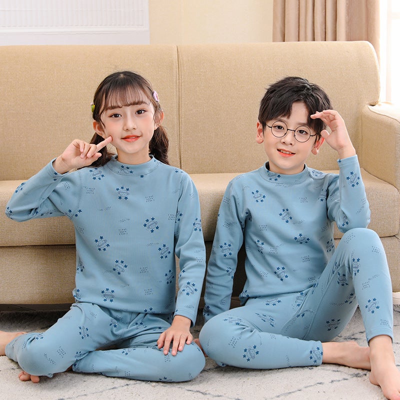 Live New Children'S Underwear Lycra Cotton Shushie Children'S Home Clothes Suit Boneless Warm Semi-High Collar Underwear - Image 1
