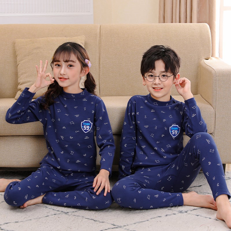 Live New Children'S Underwear Lycra Cotton Shushie Children'S Home Clothes Suit Boneless Warm Semi-High Collar Underwear - Image 2