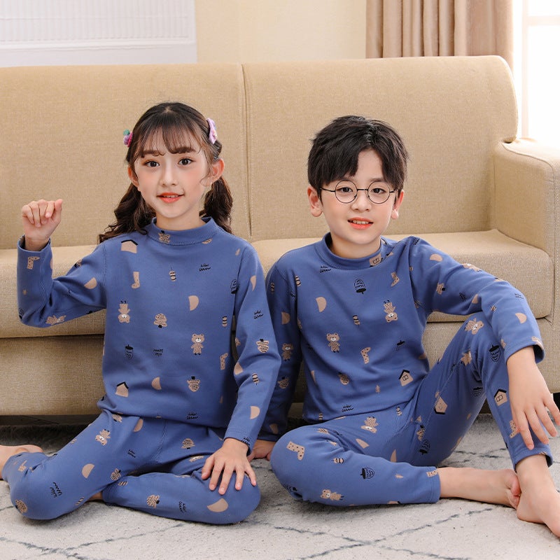 Live New Children'S Underwear Lycra Cotton Shushie Children'S Home Clothes Suit Boneless Warm Semi-High Collar Underwear - Image 3
