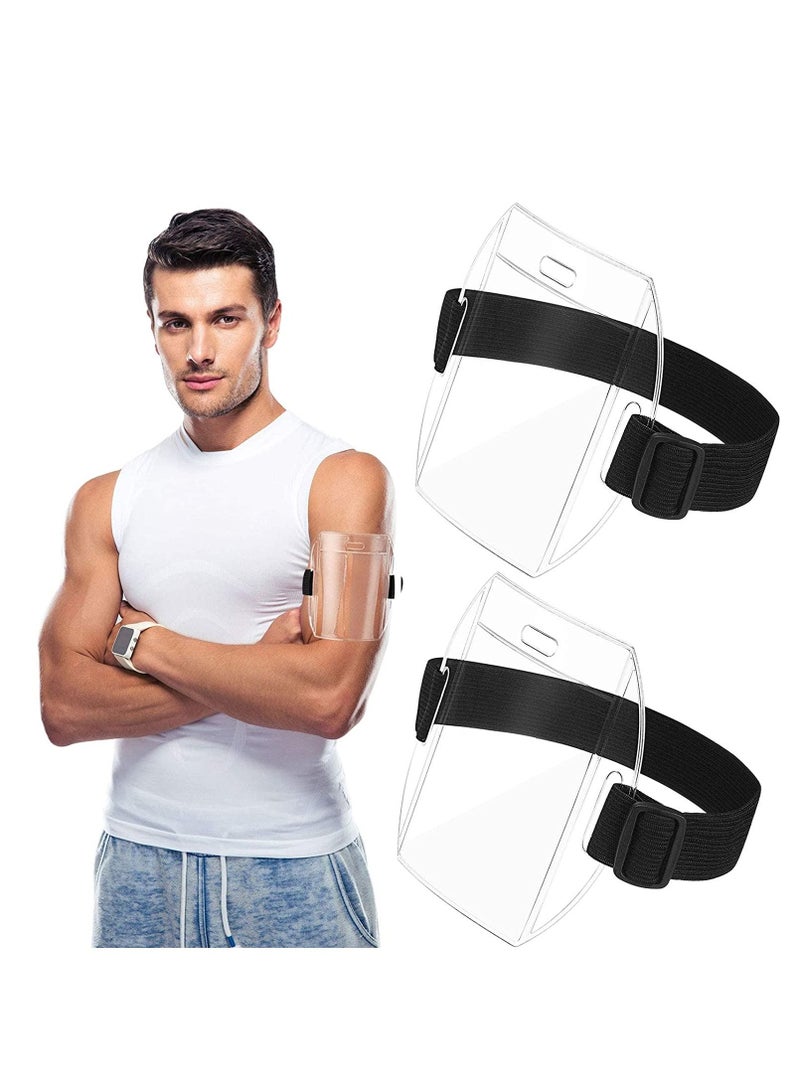 Excefore PVC Id Badge Holder High Visibility Ski Pass Armband Card Arm Wrist with Adjustable Strap Clear Name Tag for Work Pass(10 Pieces) - Image 1