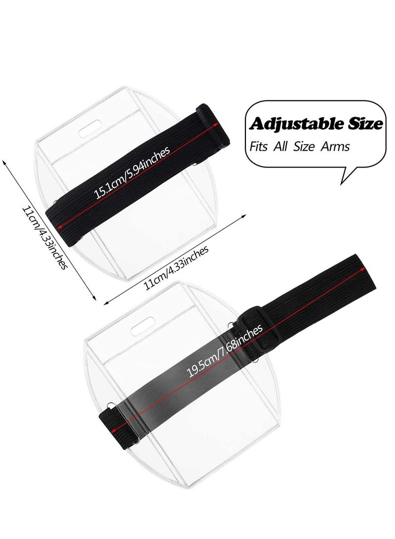 Excefore PVC Id Badge Holder High Visibility Ski Pass Armband Card Arm Wrist with Adjustable Strap Clear Name Tag for Work Pass(10 Pieces) - Image 3